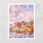 Boccadasse Italien Berühmte Wasserfarbskizze Postkarte (Vorderseite)