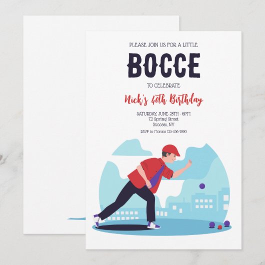 Bocce Ball 2 Einladung (Vorne/Hinten)