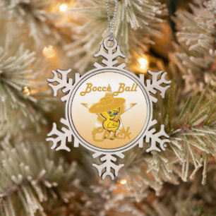 Bocce Ball Chick #10 Schneeflocken Zinn-Ornament