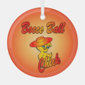 Bocce Ball Chick #5 Ornament Aus Glas (Vorderseite)