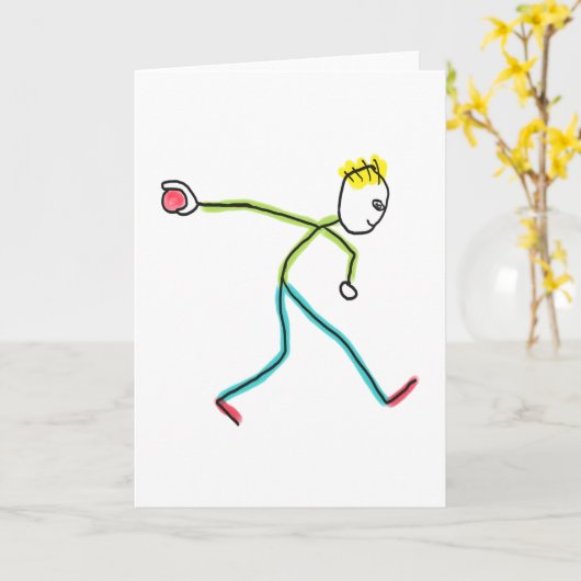 Bocce Ball Stickman Karte (Gelbe Blume)