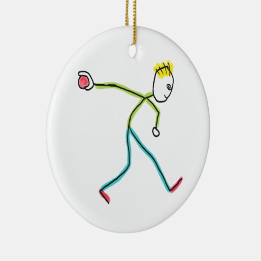 Bocce Ball Stickman Keramik Ornament (Rechts)