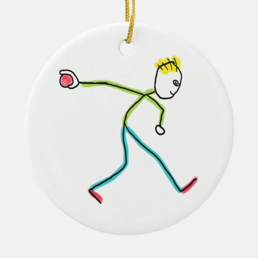 Bocce Ball Stickman Keramik Ornament (Vorne)