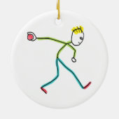 Bocce Ball Stickman Keramik Ornament (Hinten)