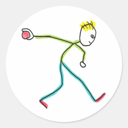 Bocce Ball Stockmann Runder Aufkleber (Vorderseite)