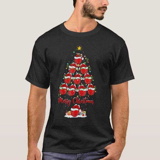 Bocce Ball Xmas Lights Bocce Weihnachtsbaum T-Shirt (Vorderseite)