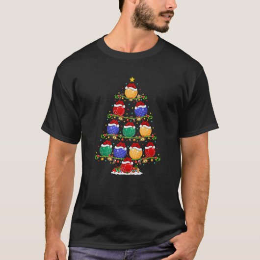 Bocce Lover Xmas Lighting Santa Bocce Christmas Tr T-Shirt (Vorderseite)