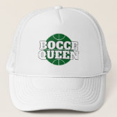 Bocce Queen LKW Hut mit grünem Bocci Ball Logo Truckerkappe (Vorderseite)