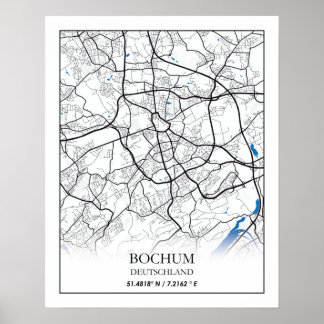 Bochum Deutschland City Map Travel Simple Minimal Poster
