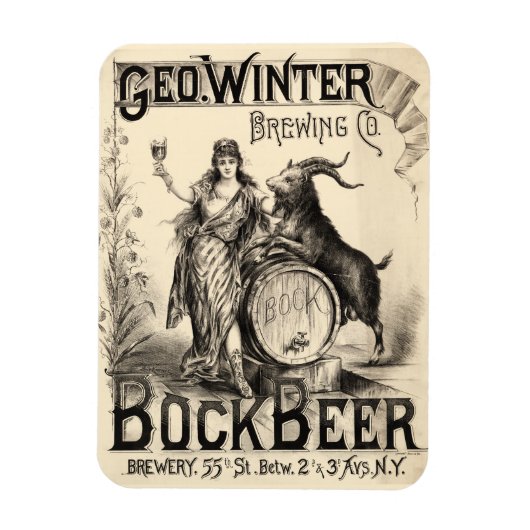 Bock Beer Brewing Co Lager Vintag antike Rustikal Magnet (Vertikal)