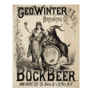 Bock Beer Brewing Co Vintag antike Rustikale Braue Poster