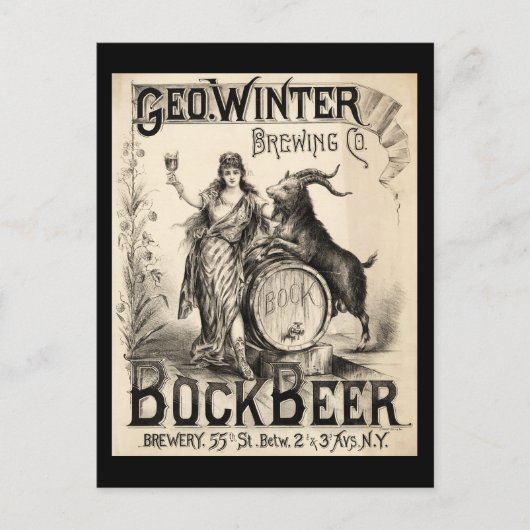 Bock Beer Brewing Co. Vintage Retro Cool Postkarte (Vorderseite)