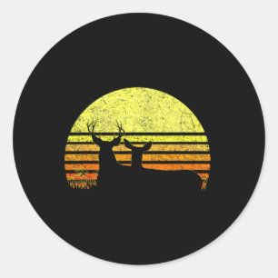 Bock-Maultierhirschjagd Vater Vintage Retro Sonne Runder Aufkleber
