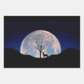 Bock mit großem Geweih gegen Vollmond Geschenkpapier Set (Vorderseite 3)