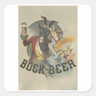 Bockbier - Tanzbock - Vintages Bier Quadratischer Aufkleber