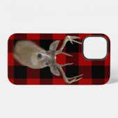 Bockhirsch auf Büffelkaromuster iPhone Hülle (Rückseite (Horizontal))