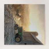 Bockhirsch mit grünem Landwirtschafstraktor Puzzle (Horizontal)