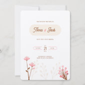 Boda botánica flores silvestres rosa y beige einladung (Vorderseite)