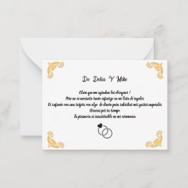 Boda con lista de regalos mitteilungskarte