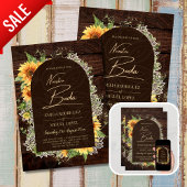 Boda de Girasoles de Madera Rústica Bilingüe Einladung