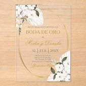 Boda de oro con boho blanco acryleinladungen (Vorderseite)