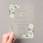 Boda de oro con boho blanco acryleinladungen (Insitu (Handheld))