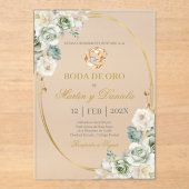 Boda de oro con boho blanco acryleinladungen (Vorderseite)