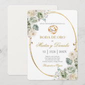 Boda de oro con boho blanco einladung (Vorne/Hinten)