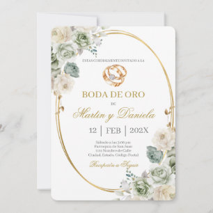 Boda de oro con boho blanco einladung