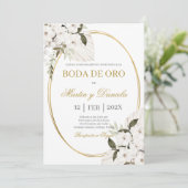 Boda de oro con boho blanco einladung (Stehend Vorderseite)
