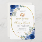 Boda de oro con flor azul einladung (Vorne/Hinten)