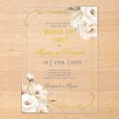 Boda de oro con flor blanca acryleinladungen (Vorderseite)