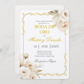 Boda de oro con flor blanca einladung (Vorne/Hinten)