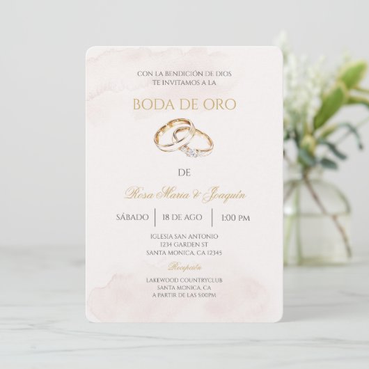 Boda de oro editable einladung (Stehend Vorderseite)