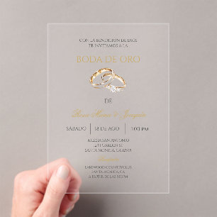 Boda de oro editierbar acryleinladungen
