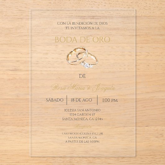 Boda de oro editierbar acryleinladungen (Vorderseite)