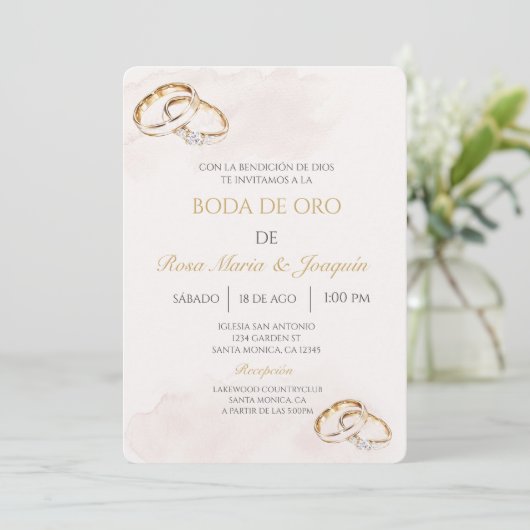 Boda de oro editierbar einladung (Stehend Vorderseite)
