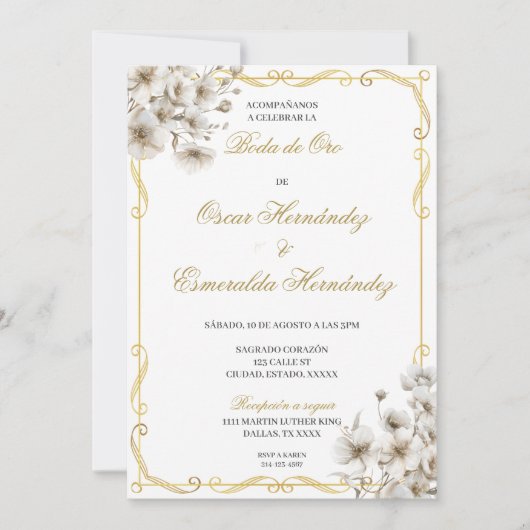 Boda de oro elegante einladung (Vorderseite)