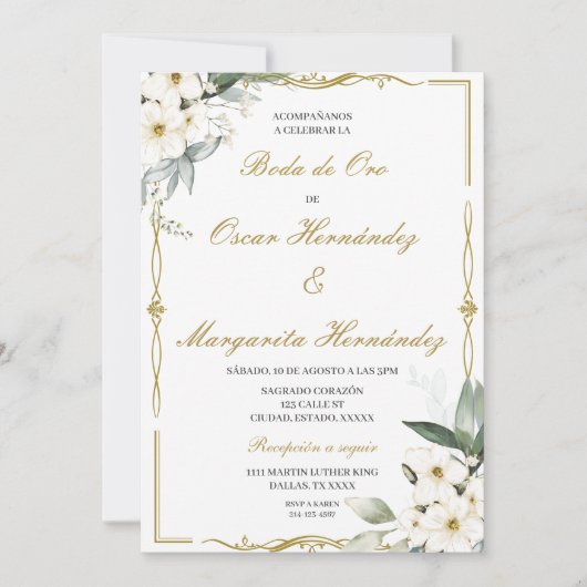 Boda de oro elegante einladung (Vorderseite)