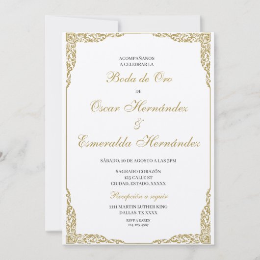 Boda de oro elegante einladung (Vorderseite)