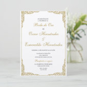 Boda de oro elegante einladung (Stehend Vorderseite)