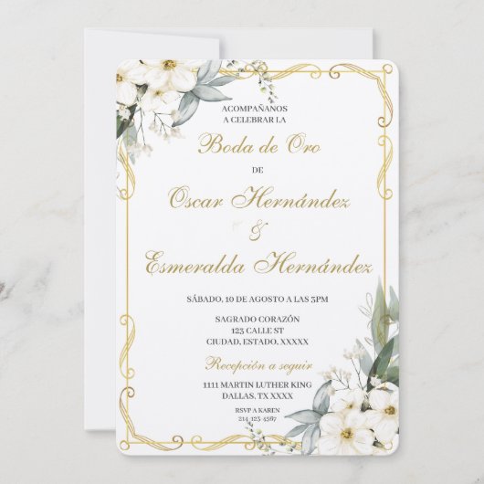 Boda de oro elegante einladung (Vorderseite)