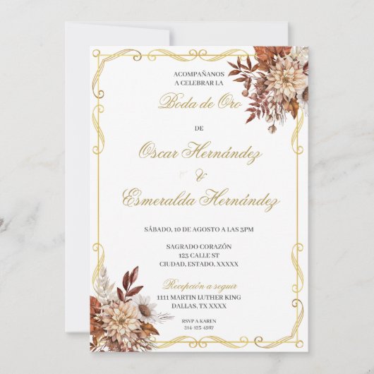 Boda de oro elegante einladung (Vorderseite)