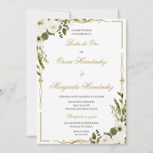 Boda de oro elegante einladung (Vorderseite)