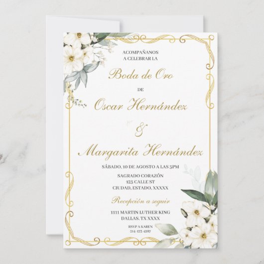 Boda de oro elegante einladung (Vorderseite)