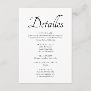 Boda Detalles - Minimal und moderne Spanische Spra Begleitkarte