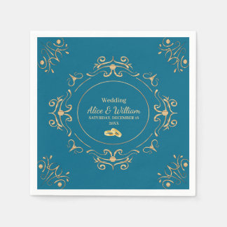 Boda en Azul y Dorado Serviette