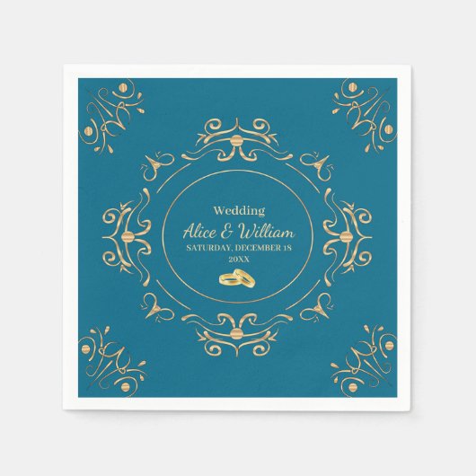 Boda en Azul y Dorado Serviette (Vorderseite)