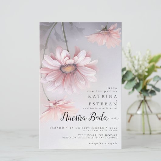 Boda en margaritas rosas pálidas españolas (Stehend Vorderseite)