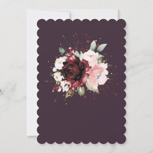 Boda en oro burdeos y rosa rubor einladung (Rückseite)